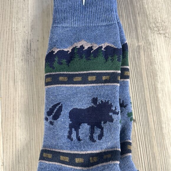 Ace USA Alaska Howling Wolf Moose Nature Cozy Unisex Adult Socks Size 9-12 - Picture 3 of 5